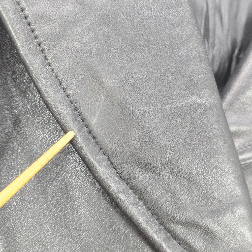 Vintage 90s Leather Jacket Coat Women's L Black Alt Grunge Goth Classic Matrix - Picture 4 of 16